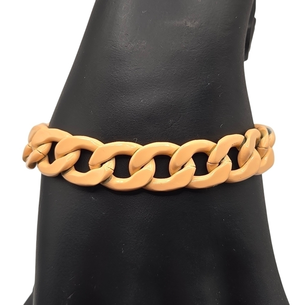 Melania Clara Shakira Chunky Enamel Chain Bracelet Peachy Tan